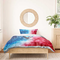 USA Christmas Bedding Set with Santa Eagle Red White Blue Snowflake Pattern and American Flag - Wonder Print Shop