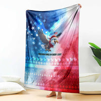 USA Christmas Blanket with Santa Eagle Red White Blue Snowflake Pattern and American Flag - Wonder Print Shop