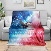 USA Christmas Blanket with Santa Eagle Red White Blue Snowflake Pattern and American Flag - Wonder Print Shop