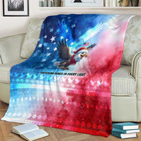 USA Christmas Blanket with Santa Eagle Red White Blue Snowflake Pattern and American Flag - Wonder Print Shop