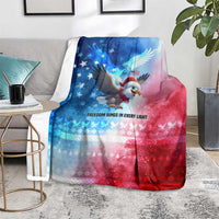USA Christmas Blanket with Santa Eagle Red White Blue Snowflake Pattern and American Flag - Wonder Print Shop