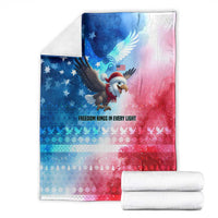 USA Christmas Blanket with Santa Eagle Red White Blue Snowflake Pattern and American Flag - Wonder Print Shop