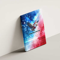 USA Christmas Canvas Wall Art with Santa Eagle Red White Blue Snowflake Pattern and American Flag - Wonder Print Shop