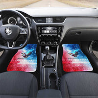 USA Christmas Car Mats with Santa Eagle Red White Blue Snowflake Pattern and American Flag - Wonder Print Shop