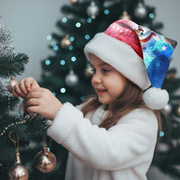 USA Christmas Santa Hat with Santa Eagle Red White Blue Snowflake Pattern and American Flag - Wonder Print Shop