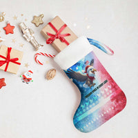 USA Christmas Stocking with Santa Eagle Red White Blue Snowflake Pattern and American Flag - Wonder Print Shop