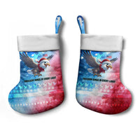 USA Christmas Stocking with Santa Eagle Red White Blue Snowflake Pattern and American Flag - Wonder Print Shop
