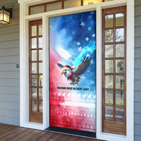 USA Christmas Door Cover with Santa Eagle Red White Blue Snowflake Pattern and American Flag - Wonder Print Shop