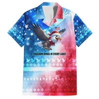 USA Christmas Family Matching Tank Maxi Dress and Hawaiian Shirt with Santa Eagle Red White Blue Snowflake Pattern and American Flag - Wonder Print Shop
