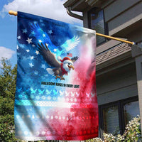 USA Christmas Garden Flag with Santa Eagle Red White Blue Snowflake Pattern and American Flag - Wonder Print Shop