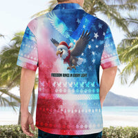USA Christmas Hawaiian Shirt with Santa Eagle Red White Blue Snowflake Pattern and American Flag - Wonder Print Shop