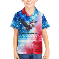 USA Christmas Hawaiian Shirt with Santa Eagle Red White Blue Snowflake Pattern and American Flag - Wonder Print Shop