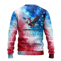 USA Christmas Ugly Christmas Sweater with Santa Eagle Red White Blue Snowflake Pattern and American Flag - Wonder Print Shop