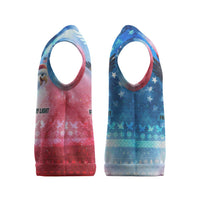 USA Christmas Knitted V-Neck Vest with Santa Eagle Red White Blue Snowflake Pattern and American Flag - Wonder Print Shop