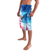 USA Christmas Lavalava with Santa Eagle Red White Blue Snowflake Pattern and American Flag - Wonder Print Shop