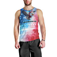 USA Christmas Men Tank Top with Santa Eagle Red White Blue Snowflake Pattern and American Flag - Wonder Print Shop