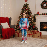 USA Christmas Pajama Set with Santa Eagle Red White Blue Snowflake Pattern and American Flag - Wonder Print Shop