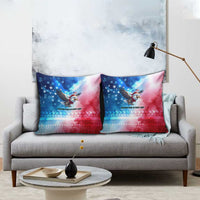USA Christmas Pillow Cover with Santa Eagle Red White Blue Snowflake Pattern and American Flag - Wonder Print Shop