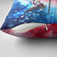 USA Christmas Pillow Cover with Santa Eagle Red White Blue Snowflake Pattern and American Flag - Wonder Print Shop
