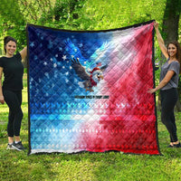 USA Christmas Quilt with Santa Eagle Red White Blue Snowflake Pattern and American Flag - Wonder Print Shop