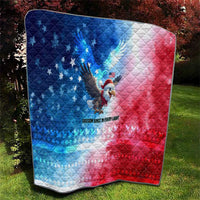 USA Christmas Quilt with Santa Eagle Red White Blue Snowflake Pattern and American Flag - Wonder Print Shop