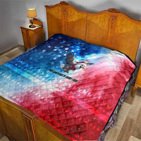 USA Christmas Quilt with Santa Eagle Red White Blue Snowflake Pattern and American Flag - Wonder Print Shop