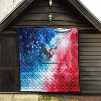 USA Christmas Quilt with Santa Eagle Red White Blue Snowflake Pattern and American Flag - Wonder Print Shop