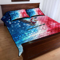 USA Christmas Quilt Bed Set with Santa Eagle Red White Blue Snowflake Pattern and American Flag - Wonder Print Shop