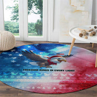 USA Christmas Round Carpet with Santa Eagle Red White Blue Snowflake Pattern and American Flag - Wonder Print Shop