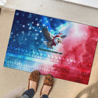 USA Christmas Rubber Doormat with Santa Eagle Red White Blue Snowflake Pattern and American Flag - Wonder Print Shop