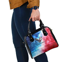 USA Christmas Shoulder Handbag with Santa Eagle Red White Blue Snowflake Pattern and American Flag - Wonder Print Shop