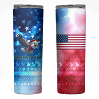 USA Christmas Skinny Tumbler with Santa Eagle Red White Blue Snowflake Pattern and American Flag - Wonder Print Shop