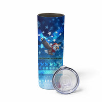 USA Christmas Skinny Tumbler with Santa Eagle Red White Blue Snowflake Pattern and American Flag - Wonder Print Shop
