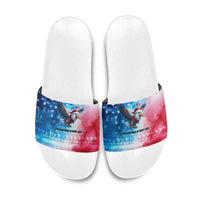 USA Christmas Slide Sandals with Santa Eagle Red White Blue Snowflake Pattern and American Flag - Wonder Print Shop