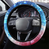 USA Christmas Steering Wheel Cover with Santa Eagle Red White Blue Snowflake Pattern and American Flag - Wonder Print Shop
