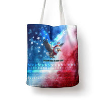 USA Christmas Tote Bag with Santa Eagle Red White Blue Snowflake Pattern and American Flag - Wonder Print Shop