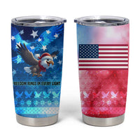 USA Christmas Tumbler Cup with Santa Eagle Red White Blue Snowflake Pattern and American Flag - Wonder Print Shop