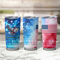 USA Christmas Tumbler Cup with Santa Eagle Red White Blue Snowflake Pattern and American Flag - Wonder Print Shop