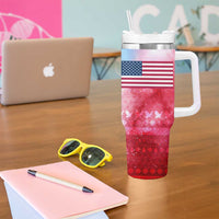 USA Christmas Tumbler With Handle with Santa Eagle Red White Blue Snowflake Pattern and American Flag - Wonder Print Shop