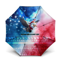 USA Christmas Umbrella with Santa Eagle Red White Blue Snowflake Pattern and American Flag - Wonder Print Shop