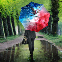 USA Christmas Umbrella with Santa Eagle Red White Blue Snowflake Pattern and American Flag - Wonder Print Shop
