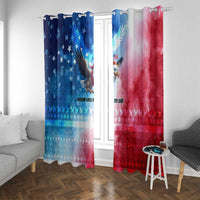 USA Christmas Window Curtain with Santa Eagle Red White Blue Snowflake Pattern and American Flag - Wonder Print Shop