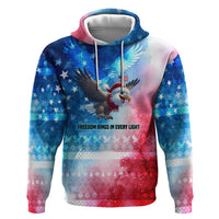 USA Christmas Zip Hoodie with Santa Eagle Red White Blue Snowflake Pattern and American Flag - Wonder Print Shop