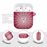 USA Christmas AirPods Case with Bald Eagle Seal Pink Starburst Pattern and Festive Holiday Icons - Wonder Print Shop