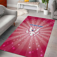 USA Christmas Area Rug with Bald Eagle Seal Pink Starburst Pattern and Festive Holiday Icons - Wonder Print Shop