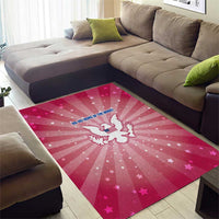 USA Christmas Area Rug with Bald Eagle Seal Pink Starburst Pattern and Festive Holiday Icons - Wonder Print Shop