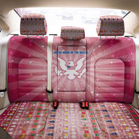 USA Christmas Back Car Seat Cover with Bald Eagle Seal Pink Starburst Pattern and Festive Holiday Icons - Wonder Print Shop