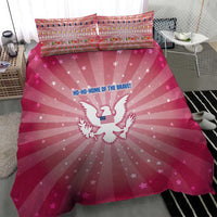 USA Christmas Bedding Set with Bald Eagle Seal Pink Starburst Pattern and Festive Holiday Icons - Wonder Print Shop
