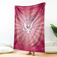 USA Christmas Blanket with Bald Eagle Seal Pink Starburst Pattern and Festive Holiday Icons - Wonder Print Shop