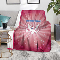 USA Christmas Blanket with Bald Eagle Seal Pink Starburst Pattern and Festive Holiday Icons - Wonder Print Shop